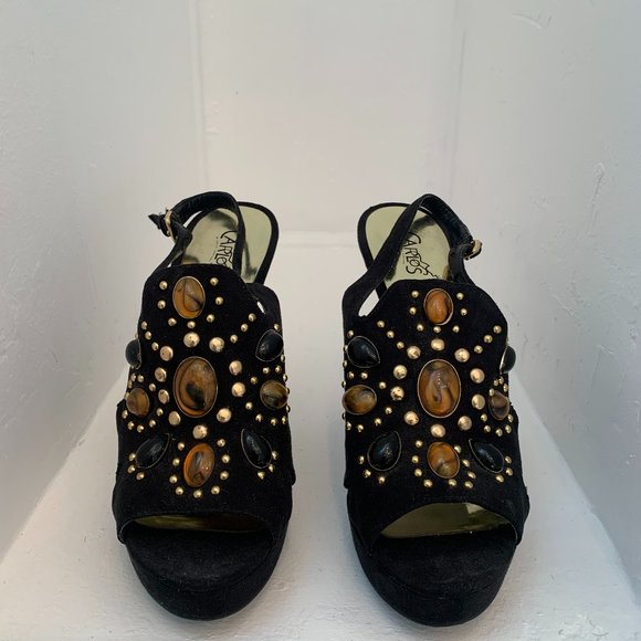 Carlos by Carlos Santana Black Slingback Heels - Picture 2 of 5